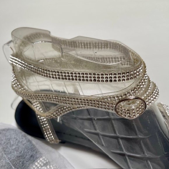 Women's Clear Plastic Wrap-up Flat Sandals With Open Toe - Blk/Clear/Cry - 7.5US - Picture 14 of 14